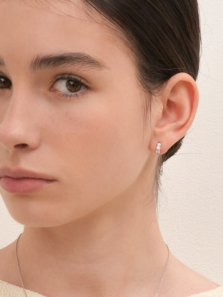 14K 18K Solid Gold Lab Diamond Eternity Tennis Cartilage Hoop Earring