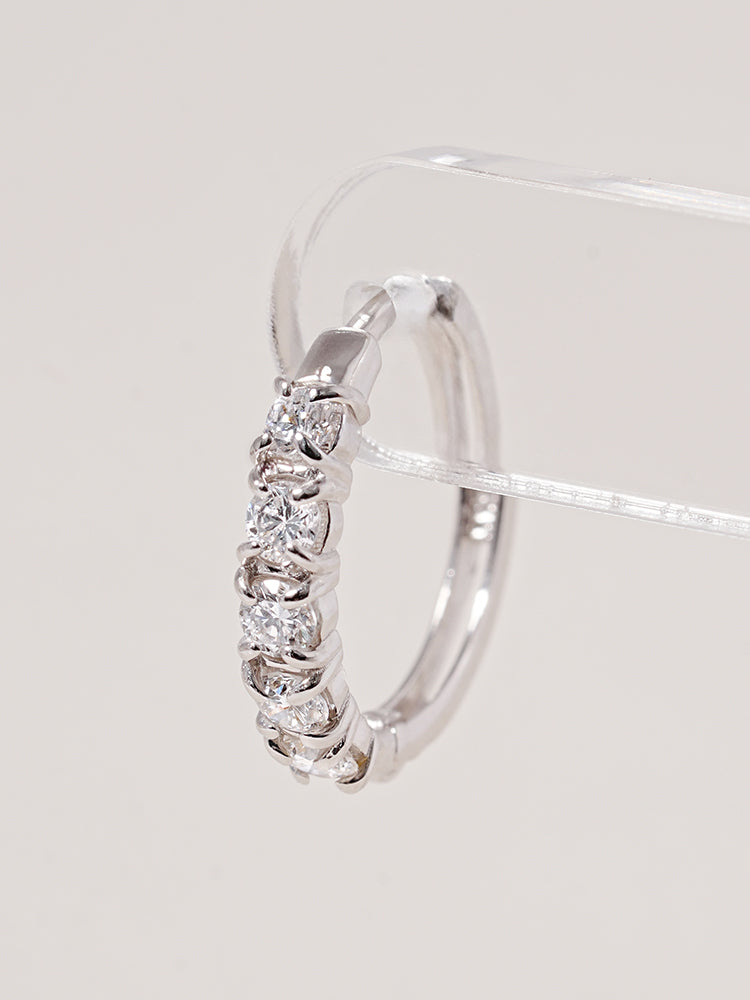 14K 18K Solid Gold Lab Diamond Layered Daily Cartilage Hoop Earring