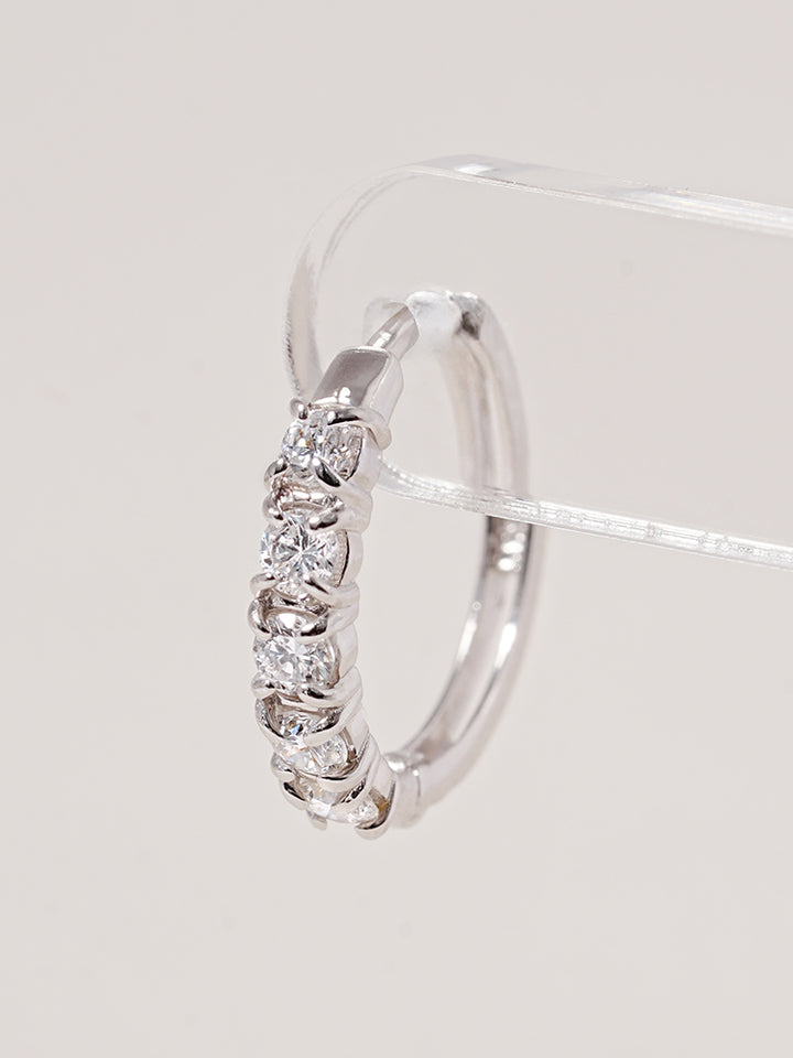 14K 18K Solid Gold Lab Diamond Layered Daily Cartilage Hoop Earring