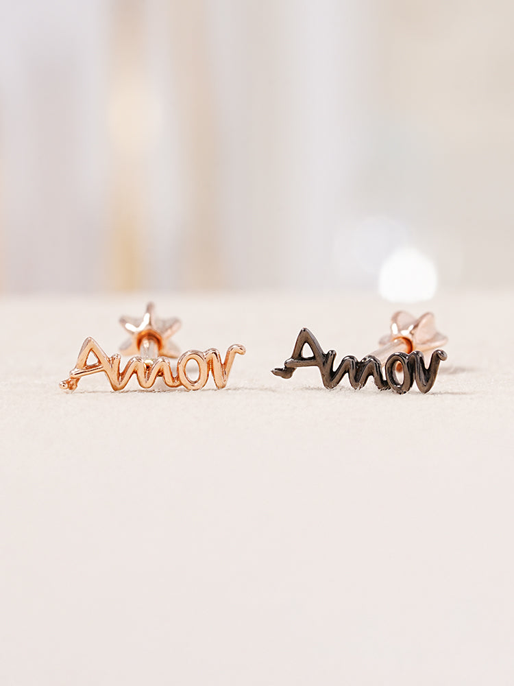 14K Gold Lettering Tattoo Cartilage Earring 18G16G