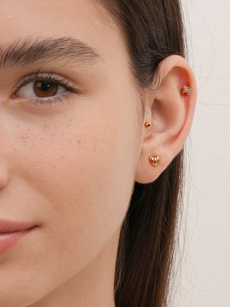 14K Solid Gold Micro Cube Box Cartilage Earring 20G