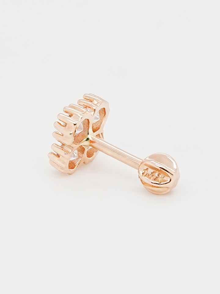 14K Solid Gold Midnight Clover Bloom Cartilage Earring 18G16G