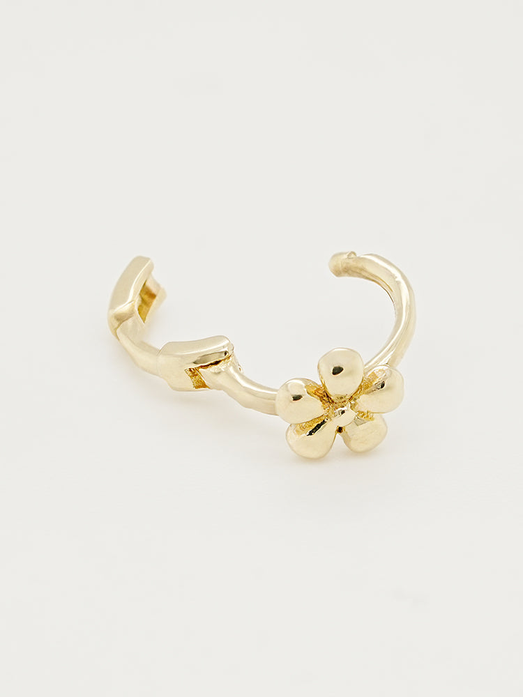 14K 18K Mini Flower Bloom Cartilage Hoop Earring