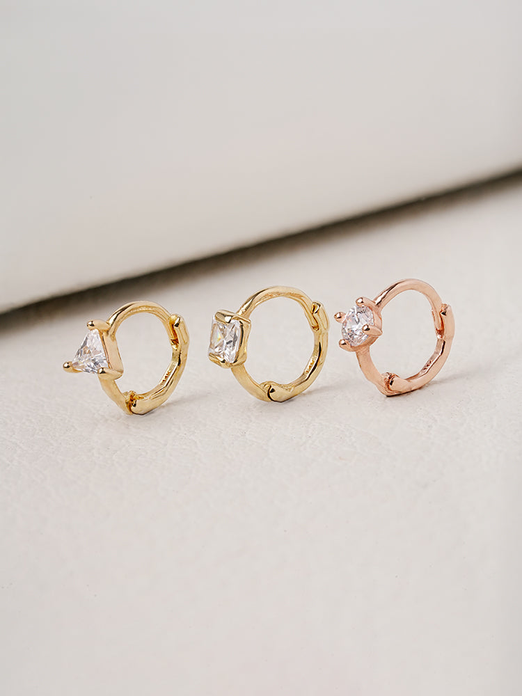 14K Solid Gold Mini Point Cubic Cartilage Hoop Earring