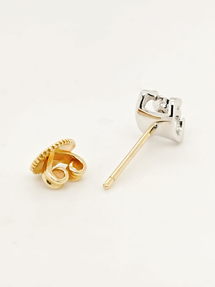 14K 18K Solid Gold Platinum Frame Diamond Stud Earring