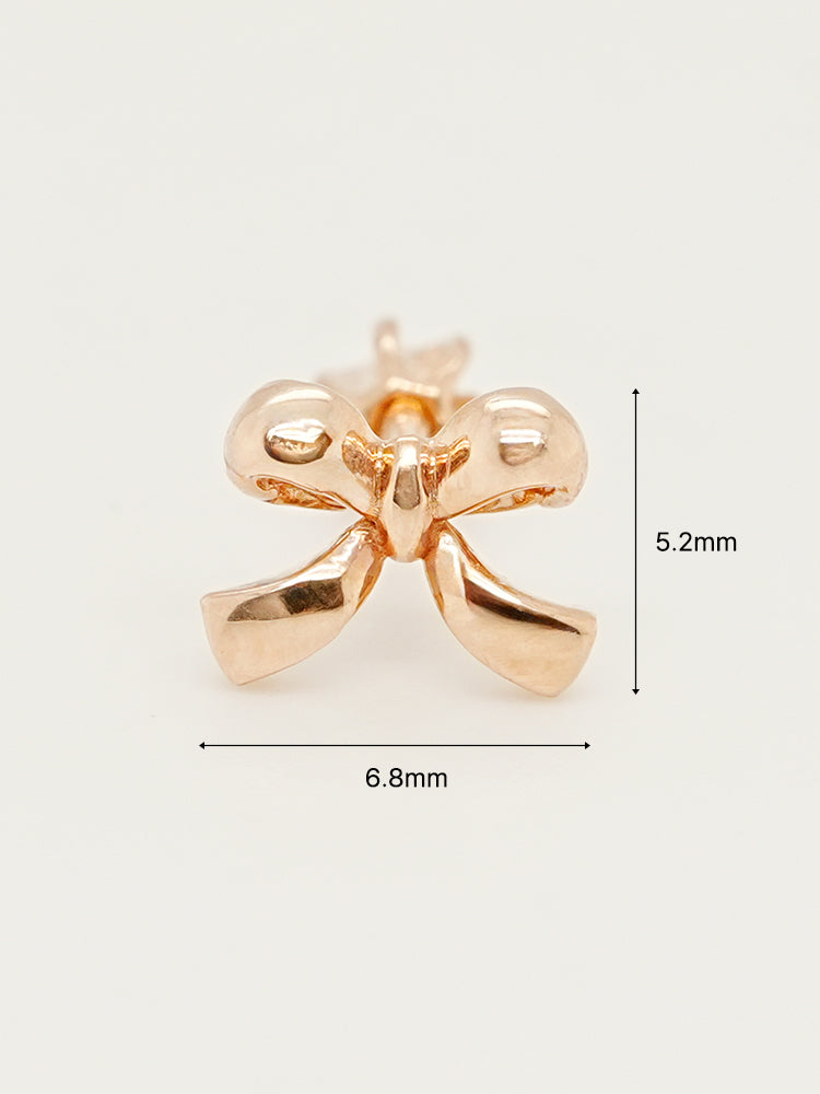 14K Solid Gold Ribbon Shape Cartilage Earring 18G16G