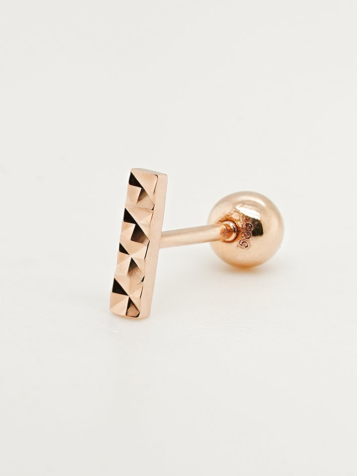 14K Solid Gold Shining Stick Bar Cartilage Earring 20G