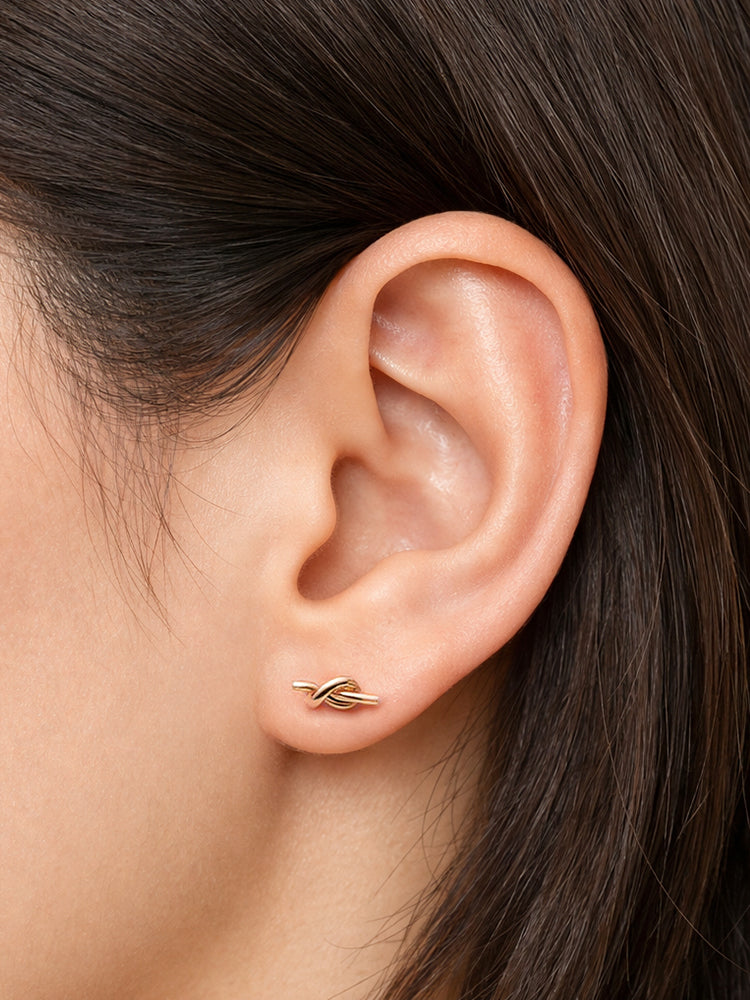 14K Solid Gold Simple Knot Point Cartilage Earring 18G16G