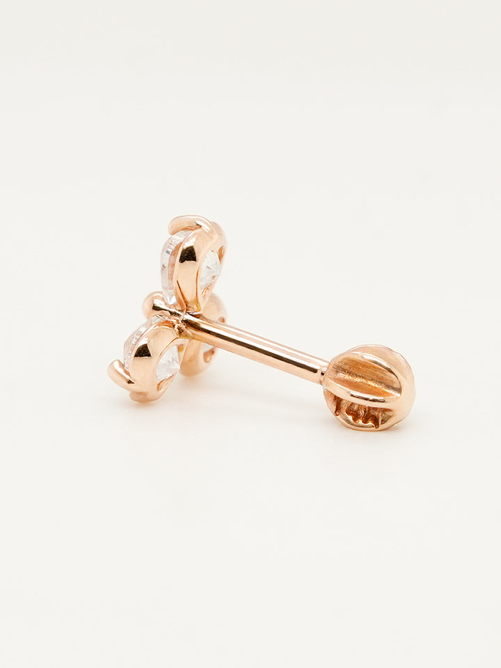 14K Gold Trio Clover Cartilage Earring 18G16G