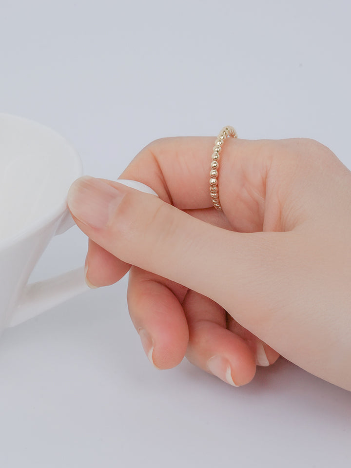 14K Solid Gold Layered Volume Bubble Ball Ring