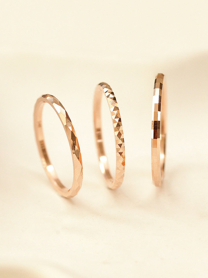 14K Gold Hallow Layered Cutting Guard Ring