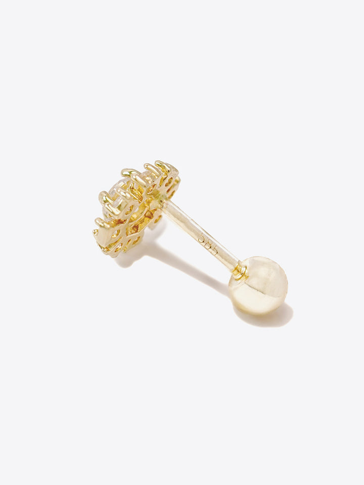 14K Solid Gold Moissanite Dia Daisy Cartilage Earring 20G18G16G