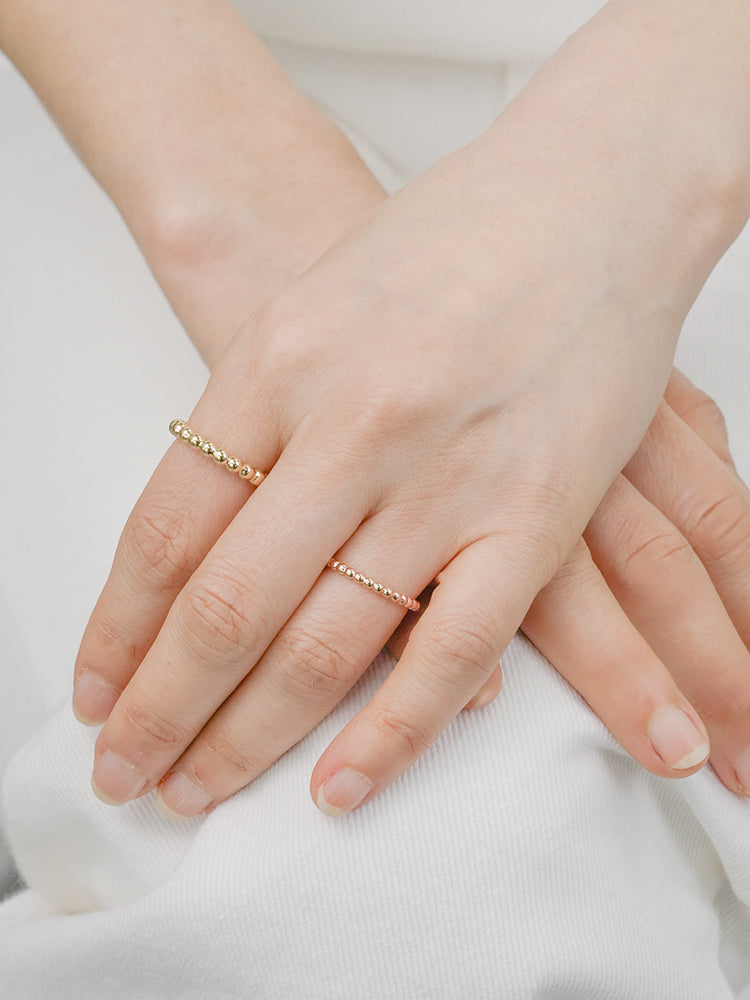 14K Solid Gold Layered Volume Bubble Ball Ring