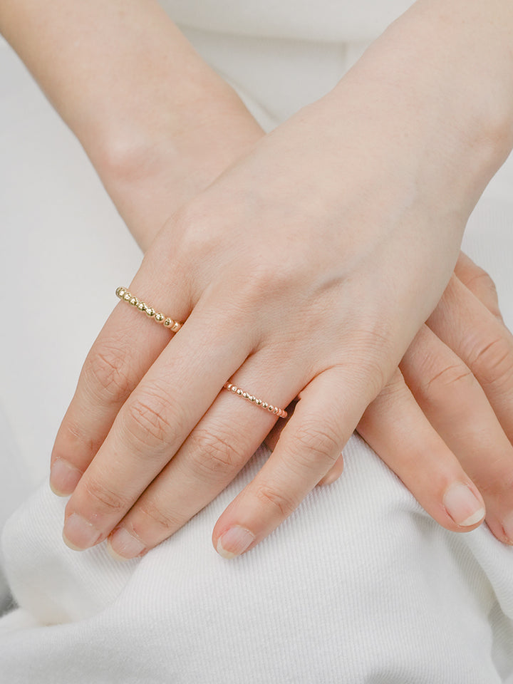 14K Solid Gold Layered Volume Bubble Ball Ring
