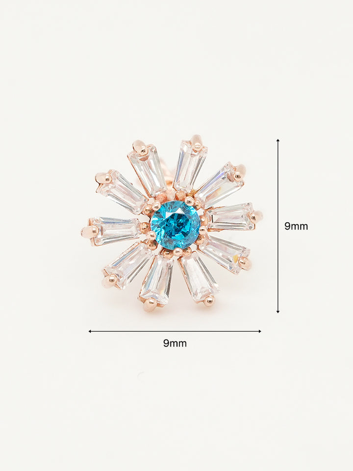 14K Gold Blue Sunshine Cartilage Earring 18G16G