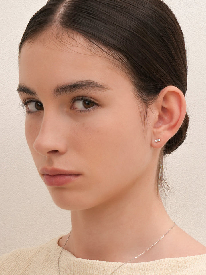 14K Solid Gold Lab Diamond Two Stone Two Way Cartilage Earring 20G18G16G