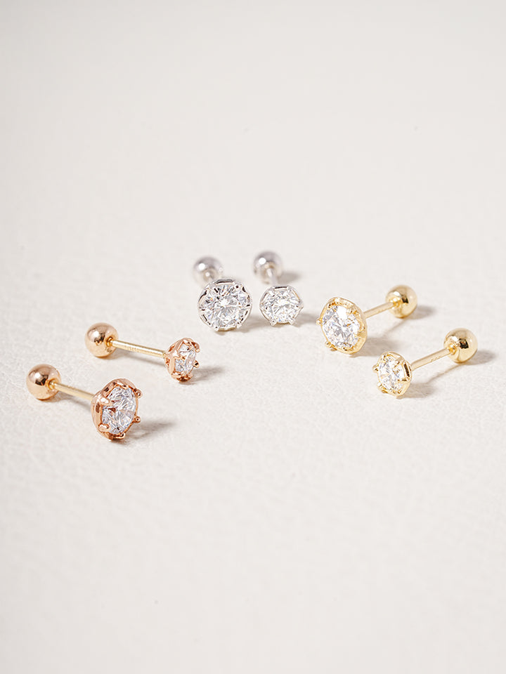 14K Solid Gold Lab Diamond Grace Cartilage Earring 20G18G16G