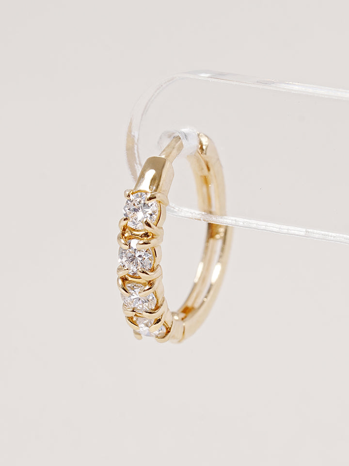 14K 18K Solid Gold Lab Diamond Layered Daily Cartilage Hoop Earring