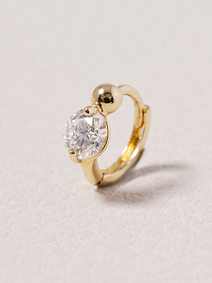 14K 18K Solid Gold Lab Diamond Mini Rediant Cartilage Hoop Earring