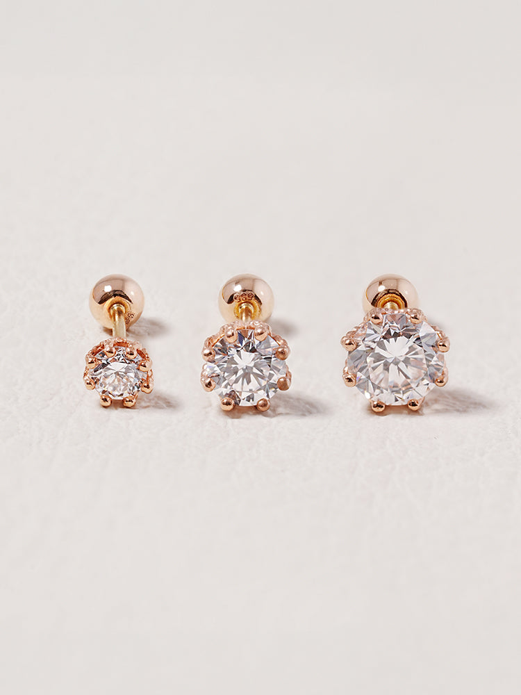 14K Solid Gold Lab Diamond Queen's Bloom Cartilage Earring 20G18G16G