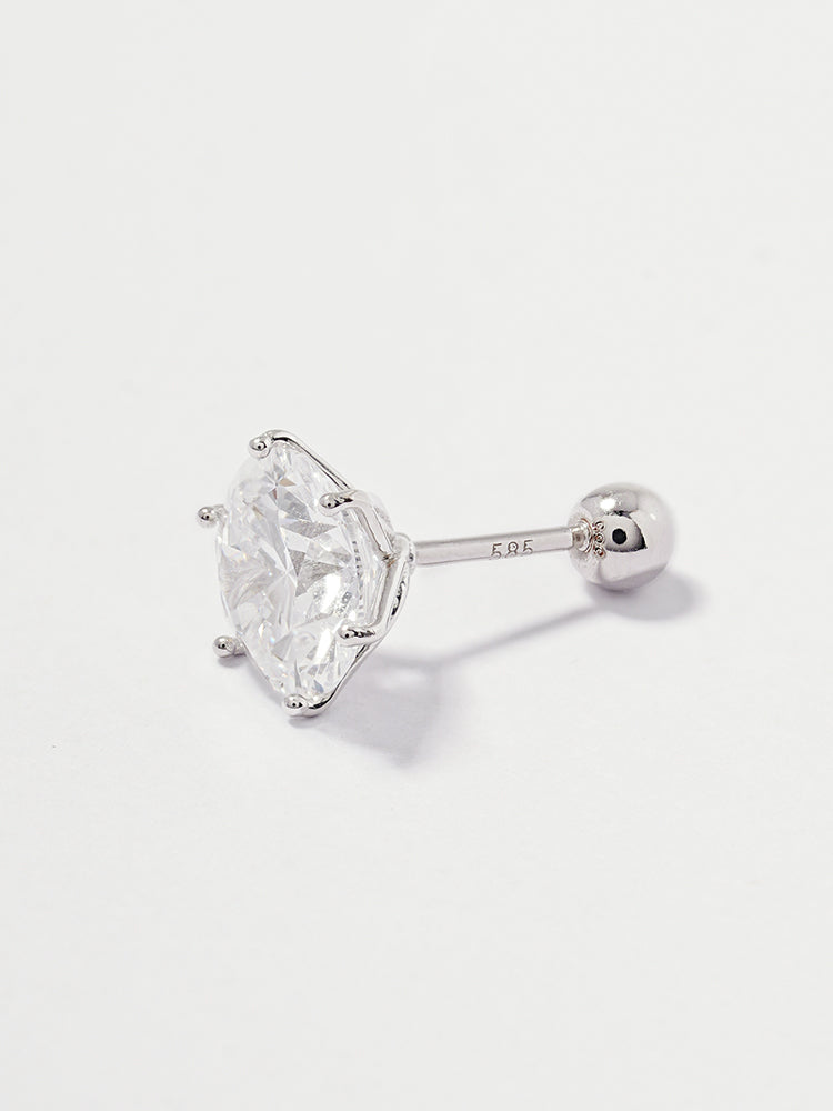 14K Solid Gold Lab Diamond Shine Classic Cartilage Earring 20G