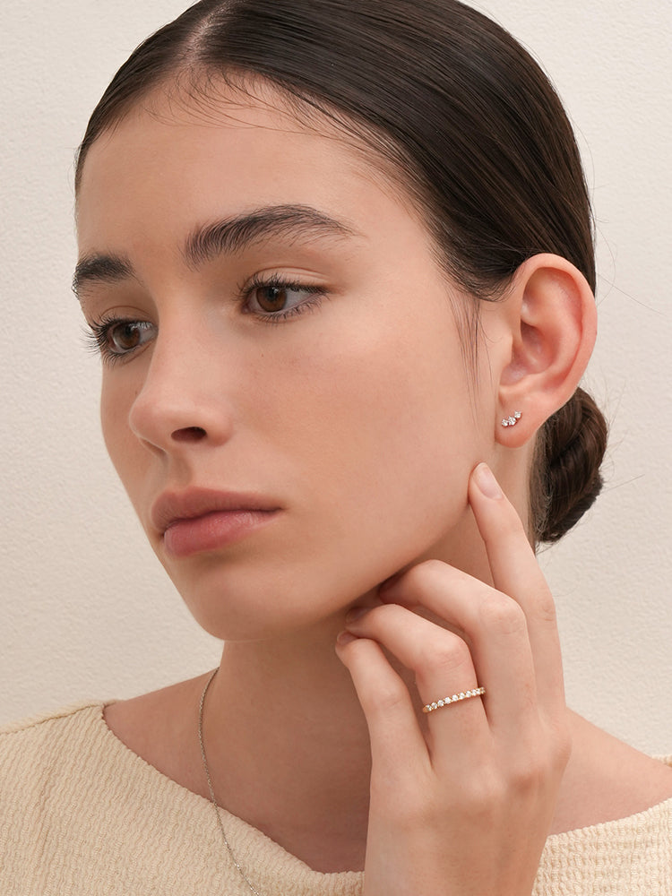 14K Solid Gold Lab Diamond Twinkle Crown Cartilage Earring 20G18G16G