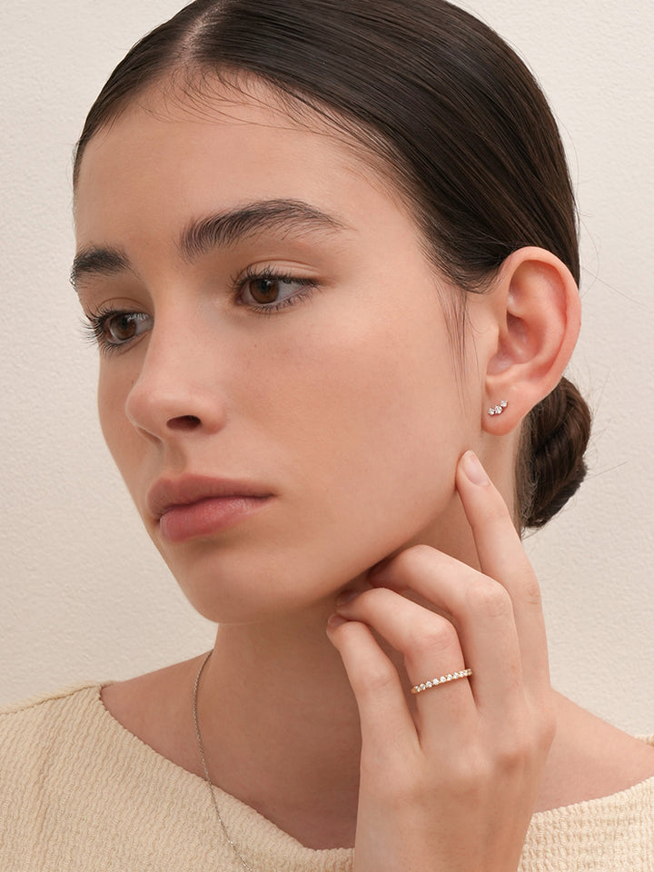 14K Solid Gold Lab Diamond Twinkle Crown Cartilage Earring 20G18G16G