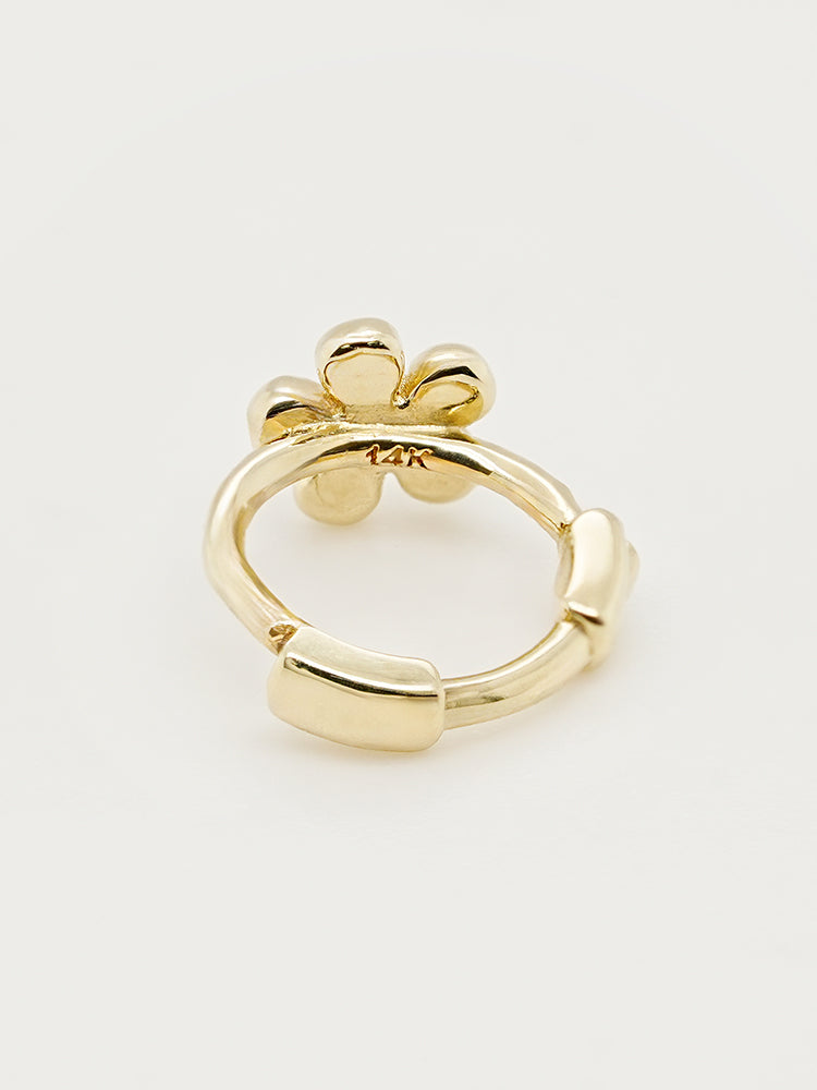 14K 18K Mini Flower Bloom Cartilage Hoop Earring