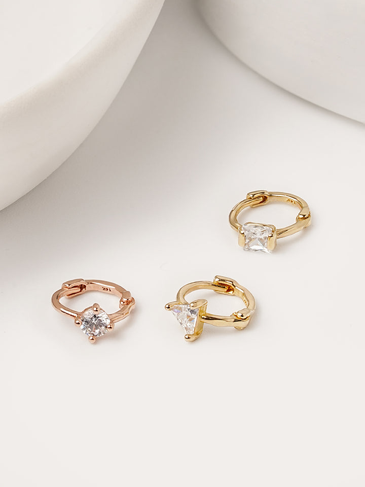 14K Solid Gold Mini Point Cubic Cartilage Hoop Earring