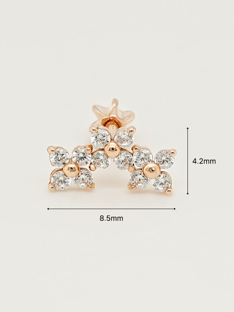 14K Gold Moment in Bloom Cartilage Earring 18G16G