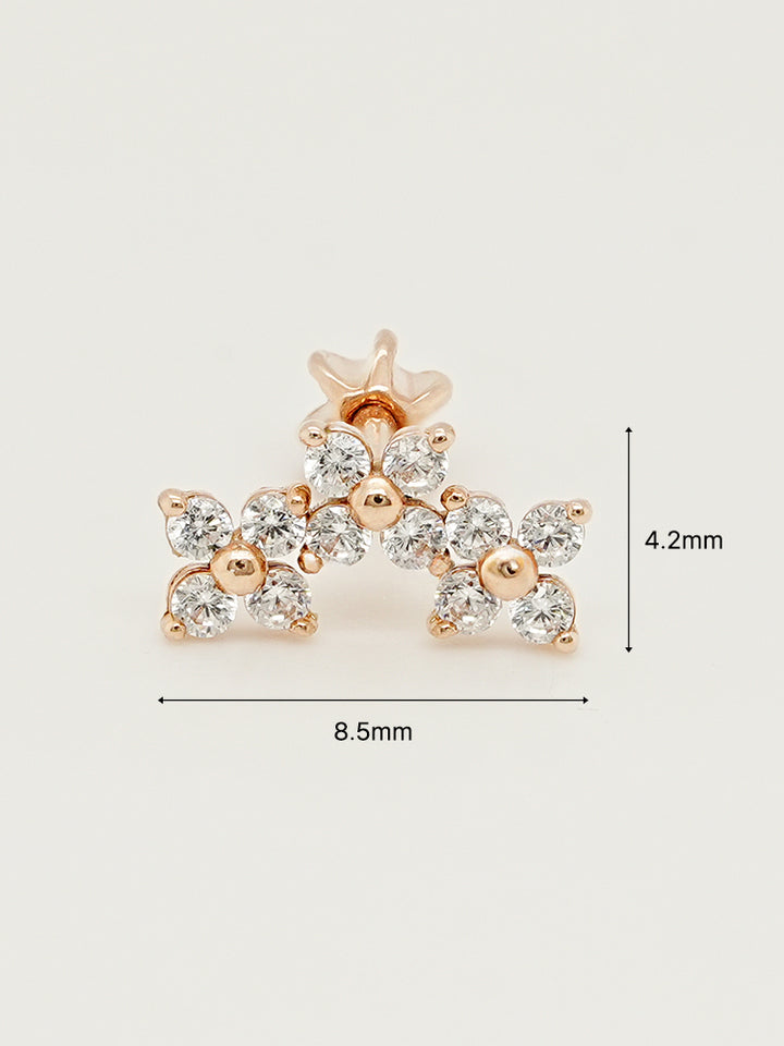 14K Gold Moment in Bloom Cartilage Earring 18G16G