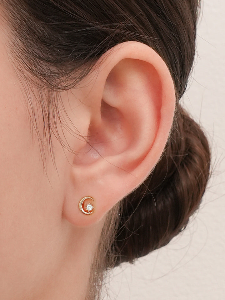 14K Gold Moon Light Star Cartilage Earring 18G16G