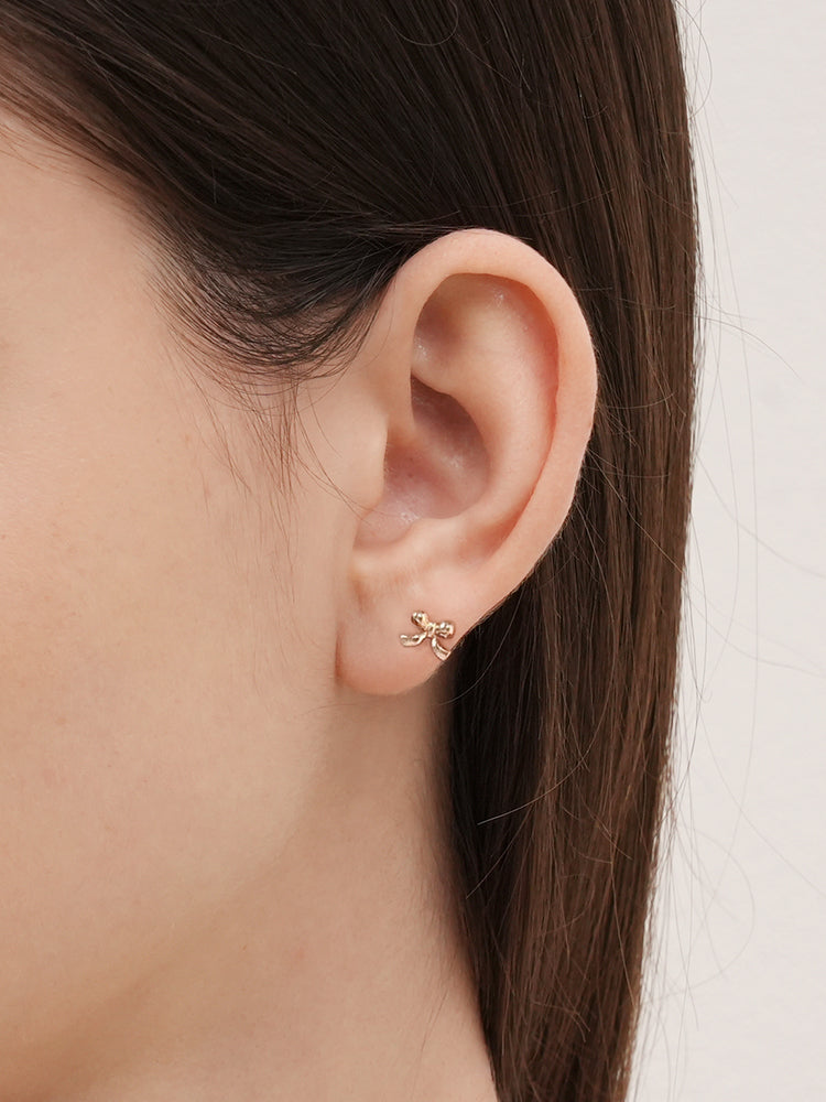 14K Solid Gold Ribbon Shape Cartilage Earring 18G16G