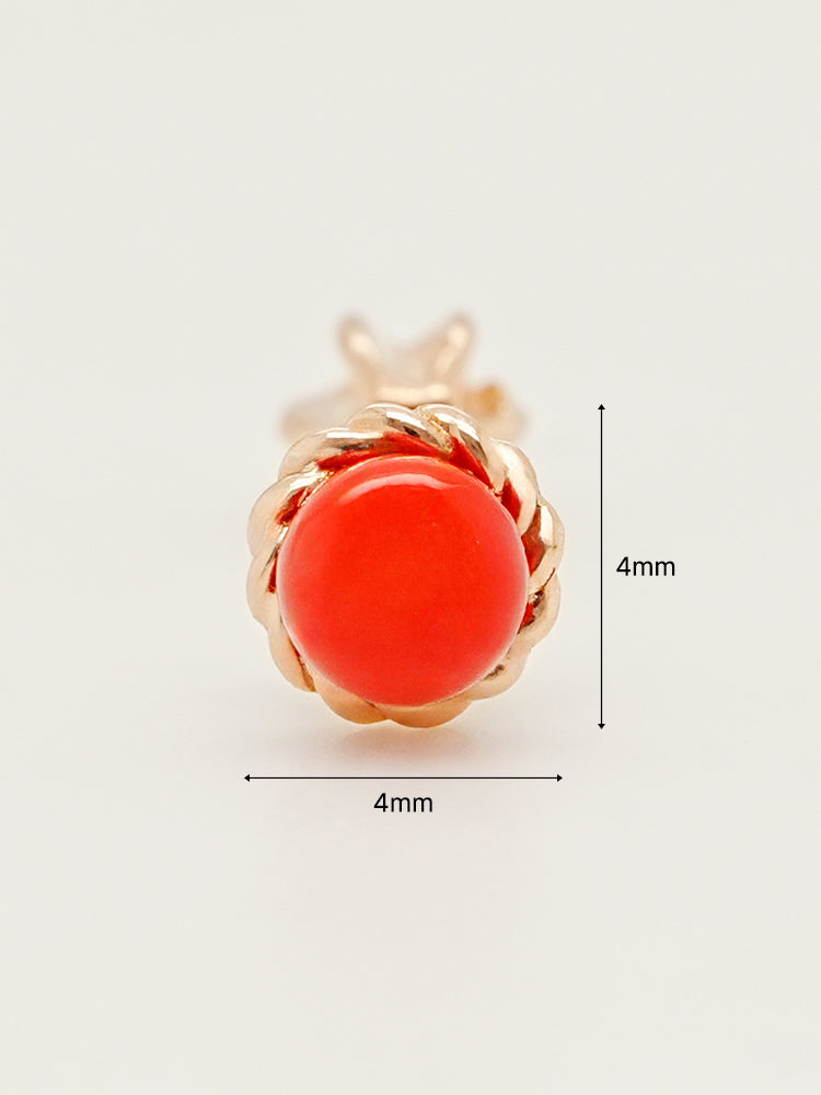 14K Solid Gold Ruby Ball Point Cartilage Earring 18G16G