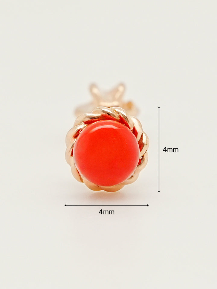 14K Solid Gold Ruby Ball Point Cartilage Earring 18G16G