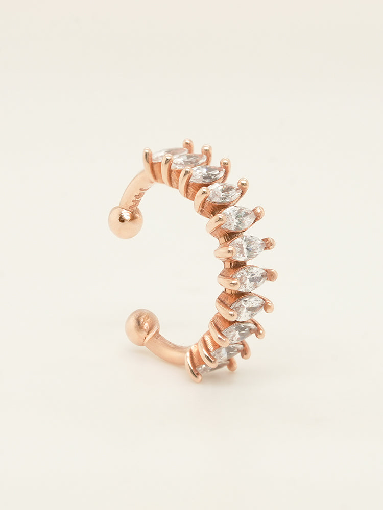 14K Solid Gold Shine Crystal Inner Conch Ear Cuff