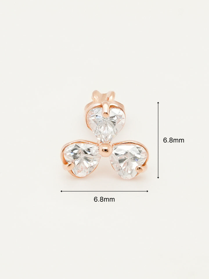 14K Gold Trio Clover Cartilage Earring 18G16G