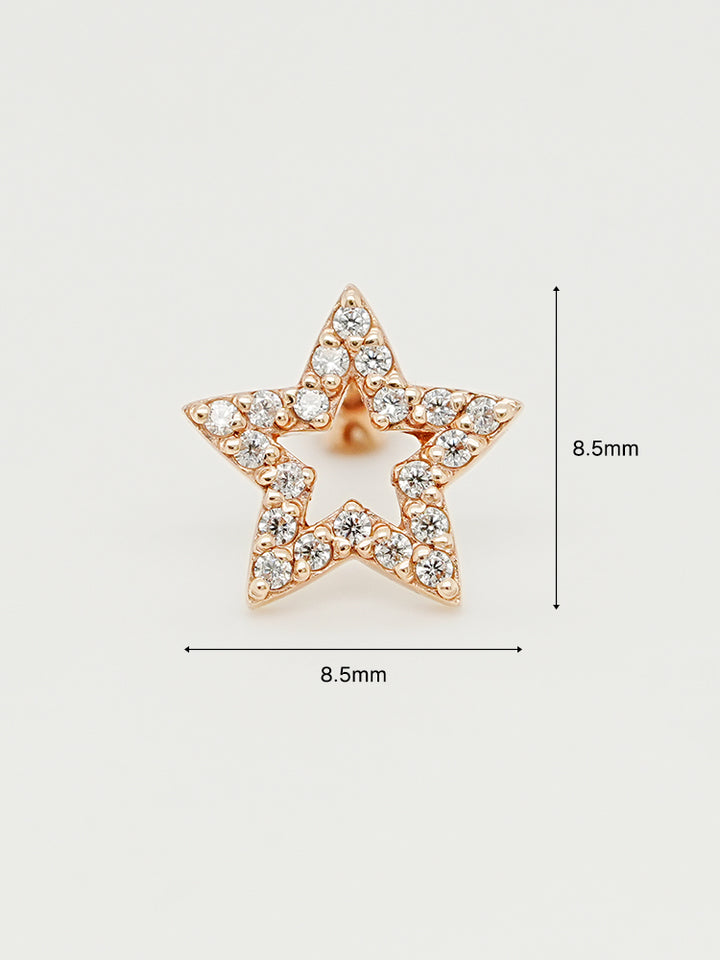 14K Gold Cubic Twinkle Star Cartilage Earring 18G16G