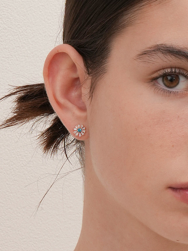 14K Gold Blue Sunshine Cartilage Earring 18G16G