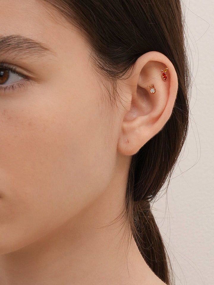 14K Solid Gold Bunny Bunny Carrot Rabbit Cartilage Earring 20G