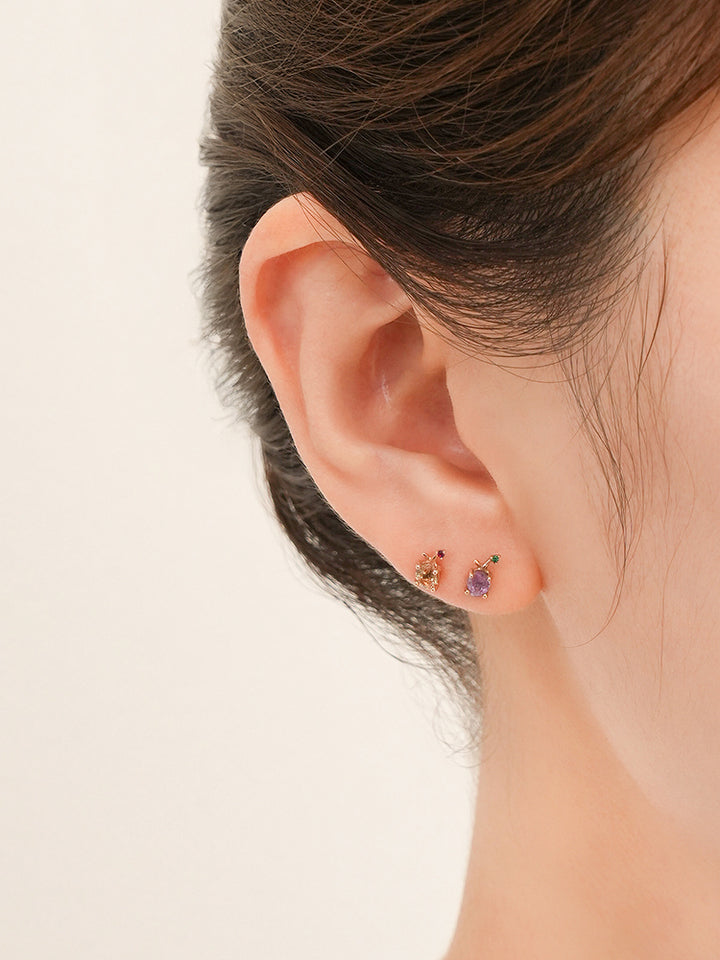 14K Gold Color Sapphire Fruits Cartilage Earring 18G