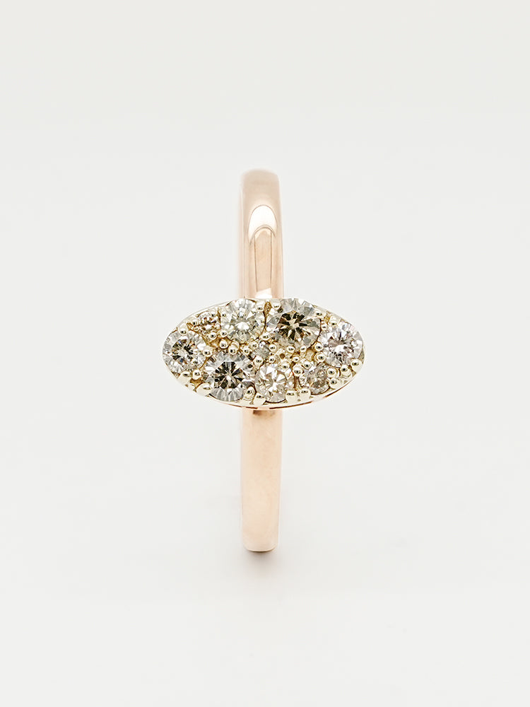 14K 18K Solid Gold Glitter Oval Diamond Ring