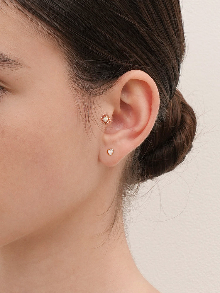 14K Gold Golden Sunrise Opal Cartilage Earring 18G16G