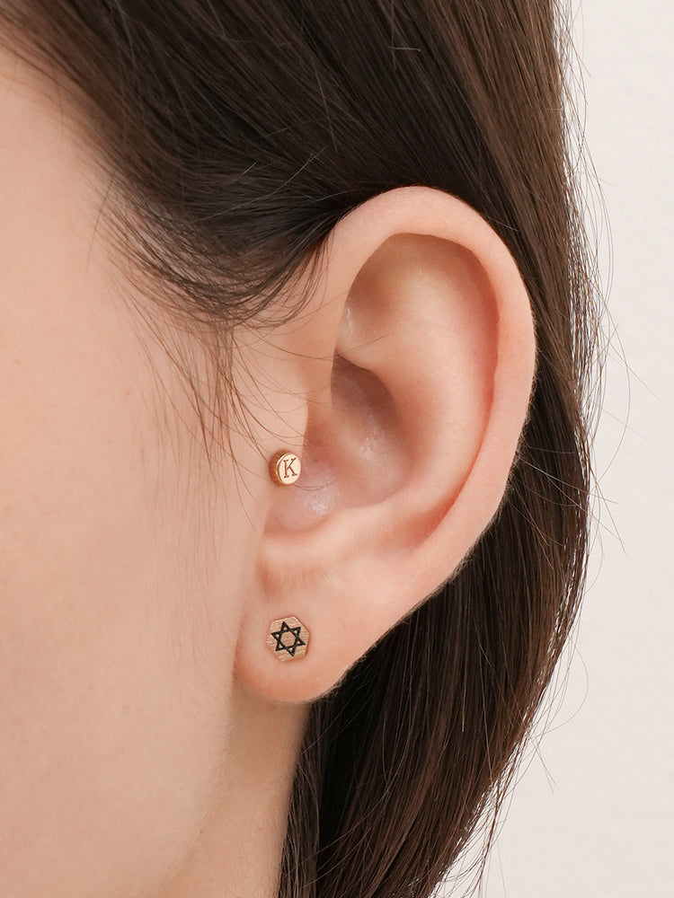 14K Gold Hexa Stella Symbol Cartilage Earring 18G