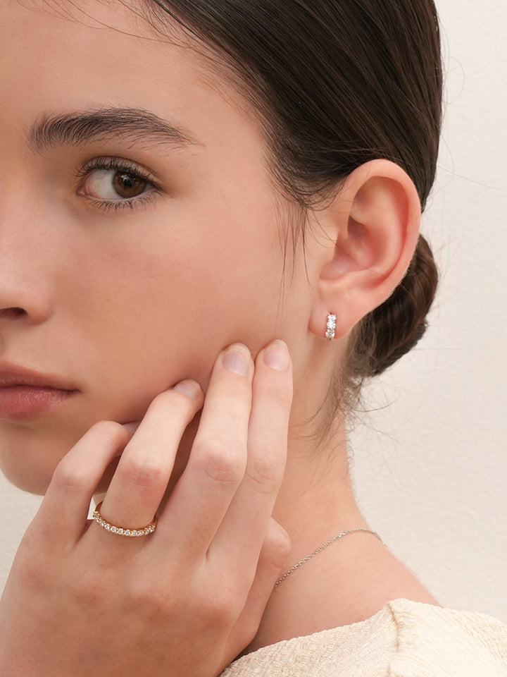 14K 18K Solid Gold Lab Diamond Eternity Tennis Cartilage Hoop Earring