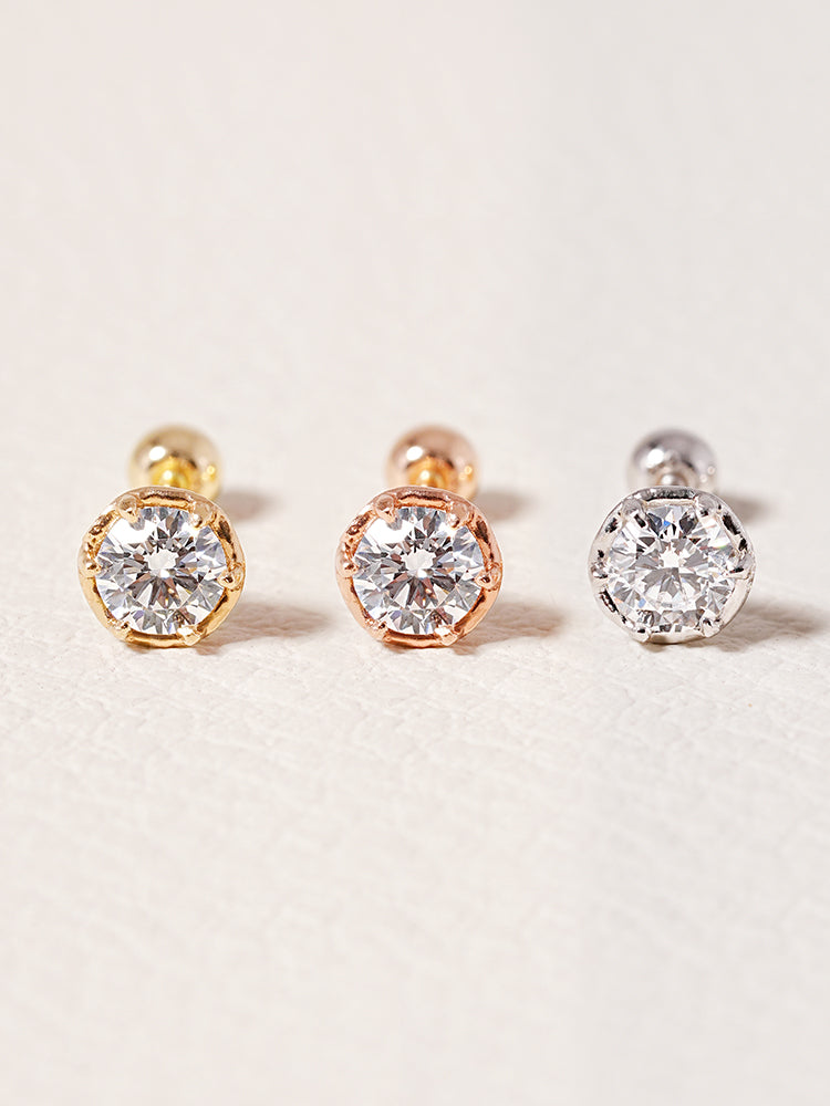 14K Solid Gold Lab Diamond Grace Cartilage Earring 20G18G16G