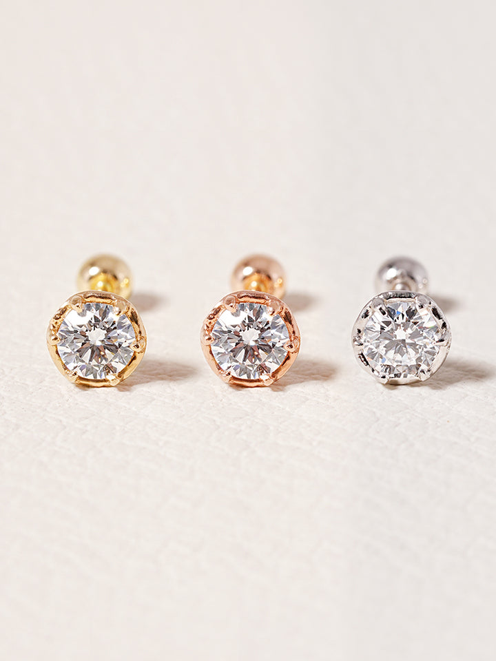 14K Solid Gold Lab Diamond Grace Cartilage Earring 20G18G16G