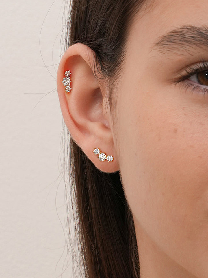 14K Solid Gold Lab Diamond Lumiere Internally Threaded Labret Piercing 20G