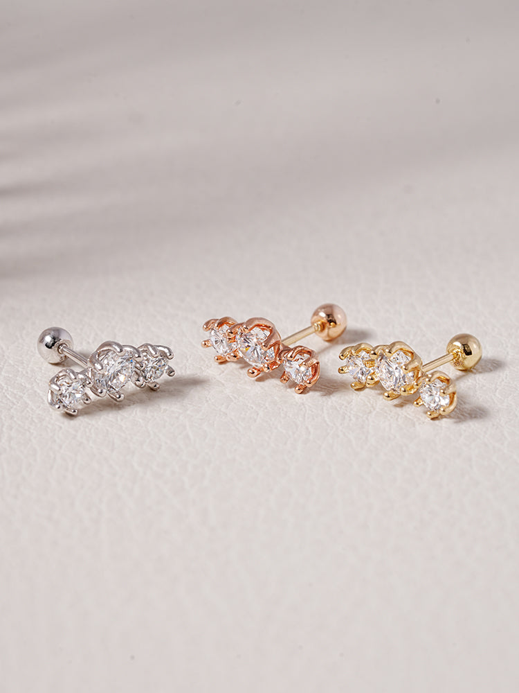 14K Solid Gold Lab Diamond Lumiere Cartilage Earring 20G18G16G