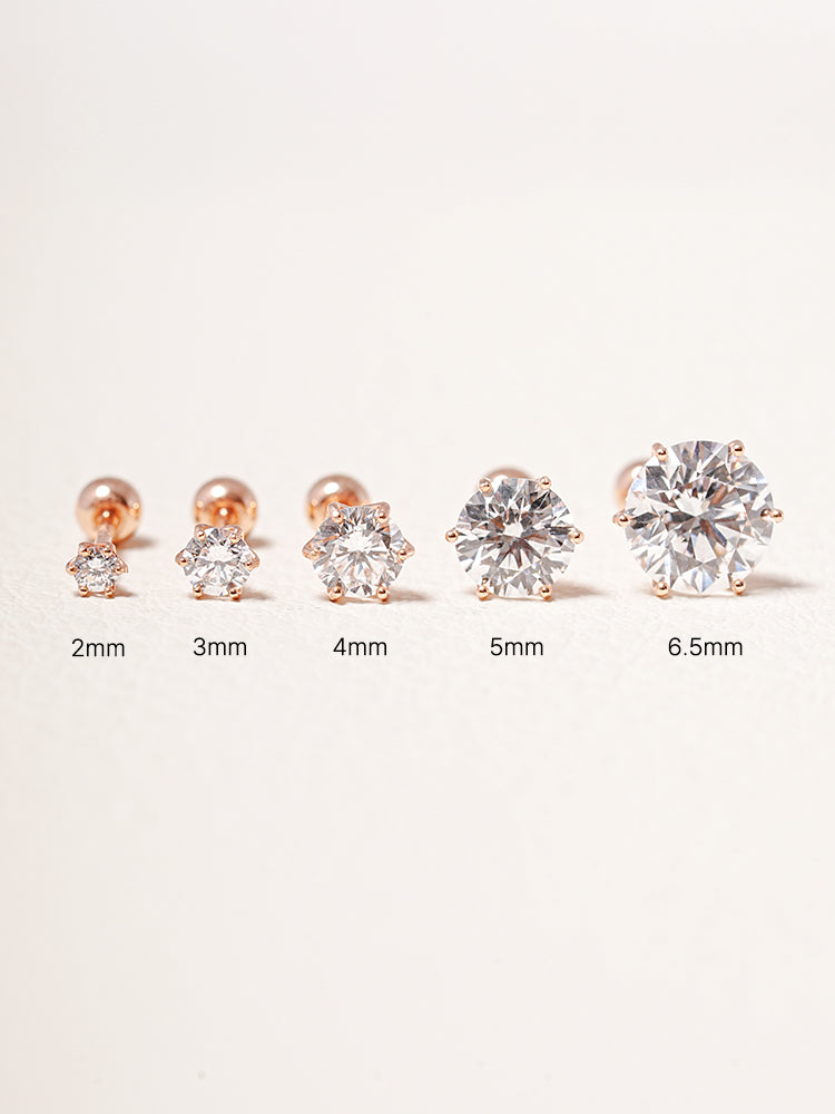 14K Solid Gold Lab Diamond Shine Classic Cartilage Earring 20G